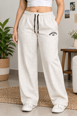 Women's Beige Wide Leg Lounge Lower